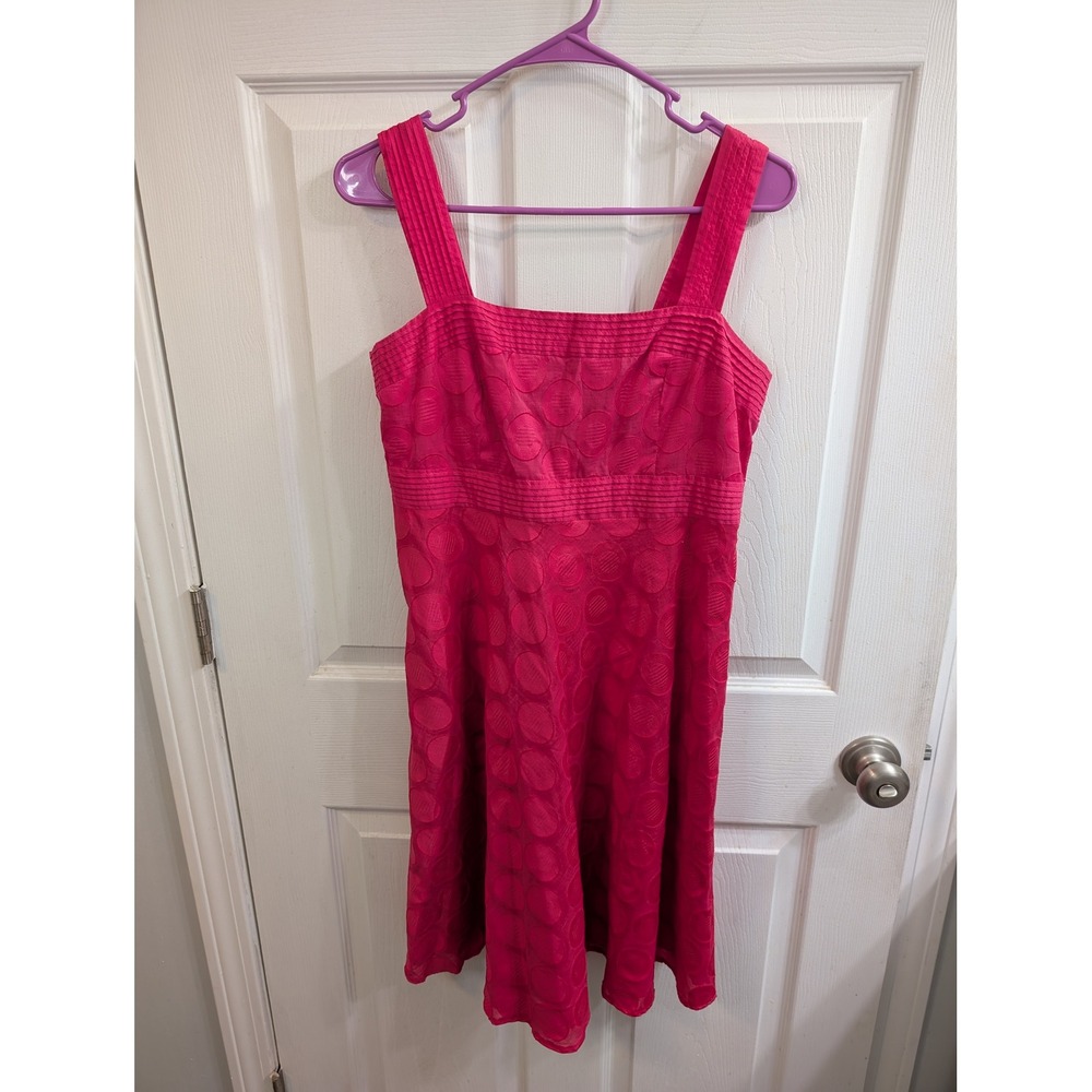 Sandra Darren Fit and Flare Sundress Women Hot Pink Polka Dot - Size 8P